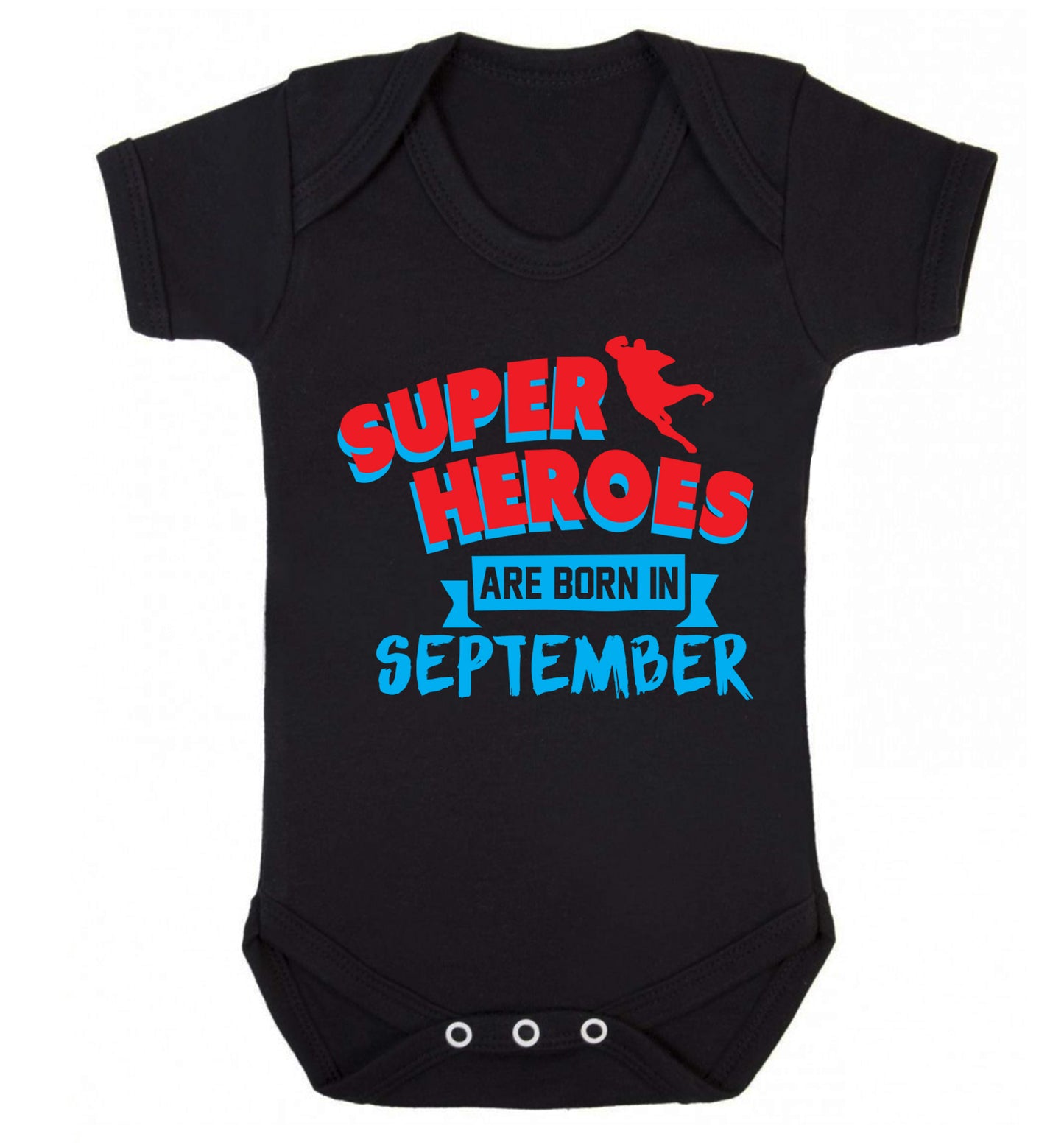 Superheroes are born in September Baby Vest black 18-24 months