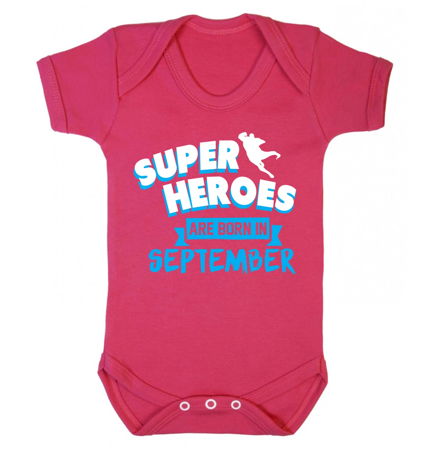 Superheroes are born in September Baby Vest dark pink 18-24 months