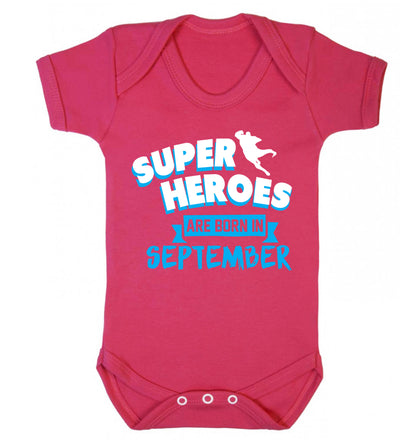 Superheroes are born in September Baby Vest dark pink 18-24 months