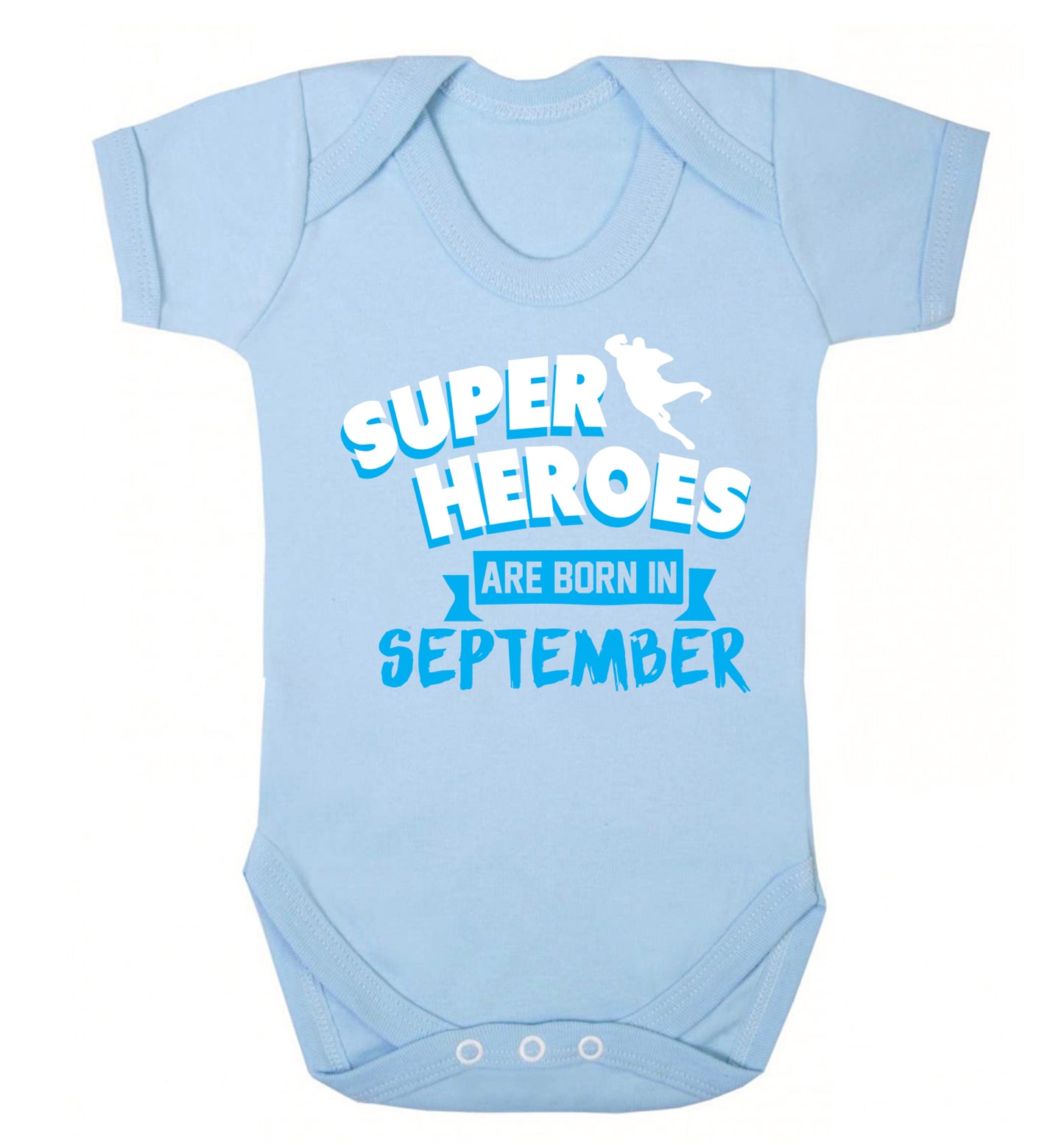Superheroes are born in September Baby Vest pale blue 18-24 months