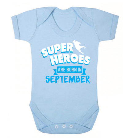 Superheroes are born in September Baby Vest pale blue 18-24 months