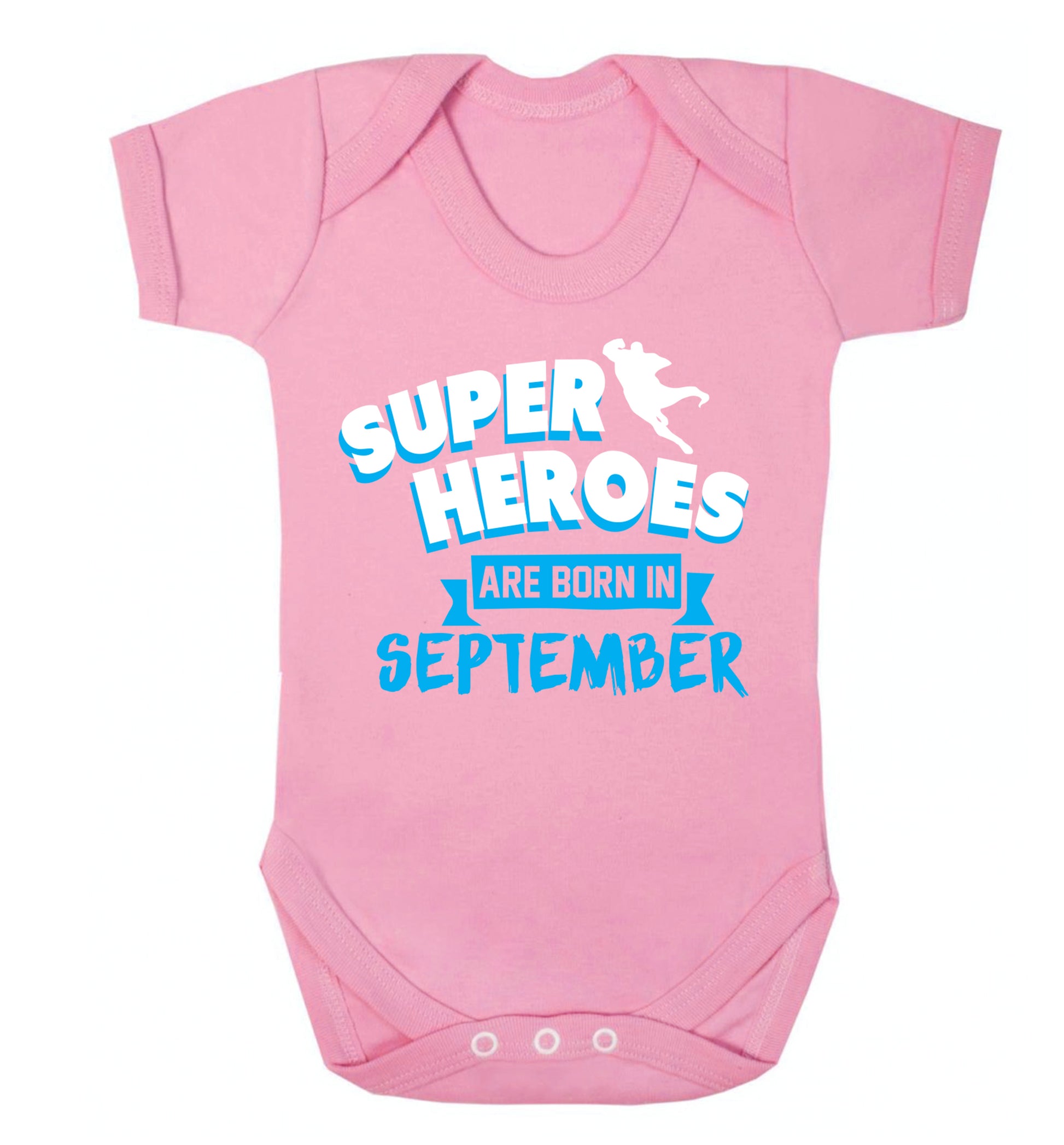 Superheroes are born in September Baby Vest pale pink 18-24 months