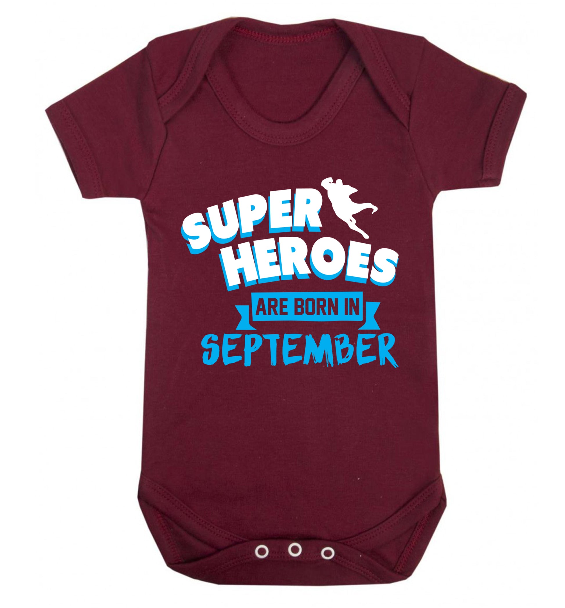 Superheroes are born in September Baby Vest maroon 18-24 months