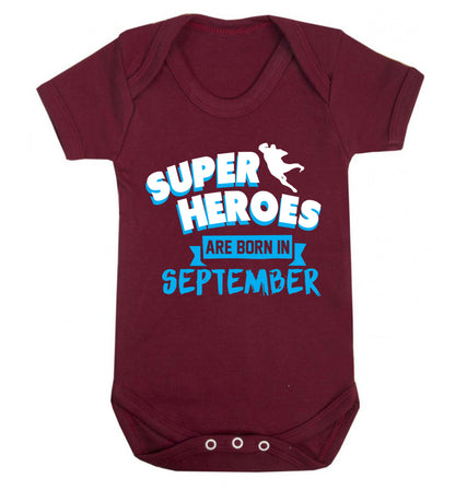 Superheroes are born in September Baby Vest maroon 18-24 months