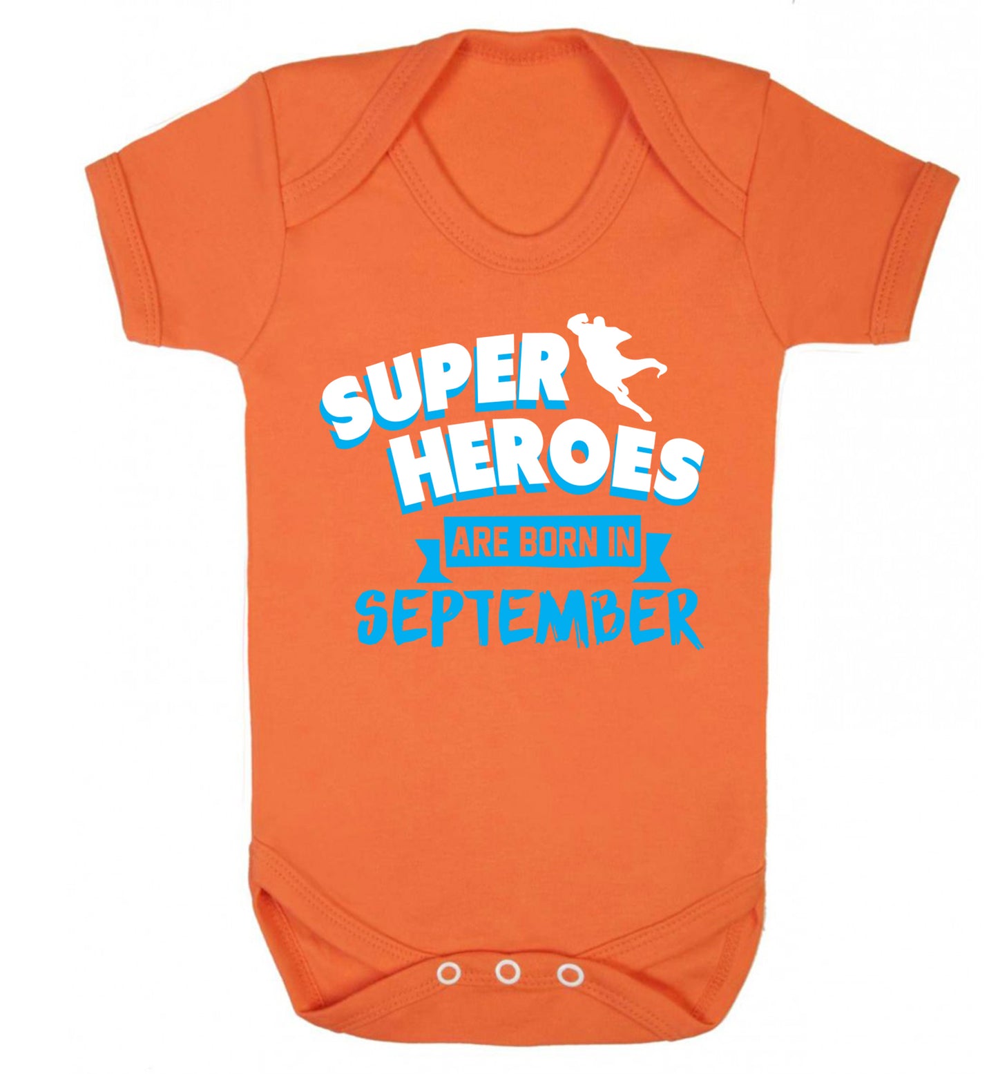 Superheroes are born in September Baby Vest orange 18-24 months