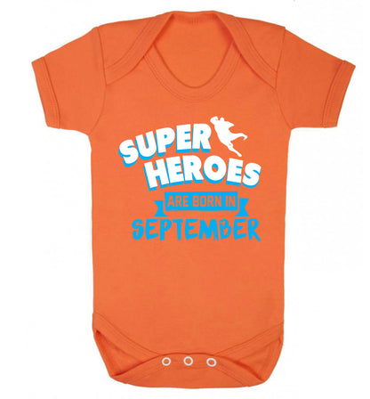 Superheroes are born in September Baby Vest orange 18-24 months