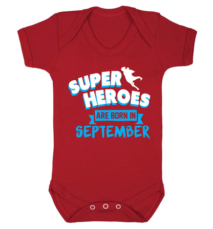 Superheroes are born in September Baby Vest red 18-24 months