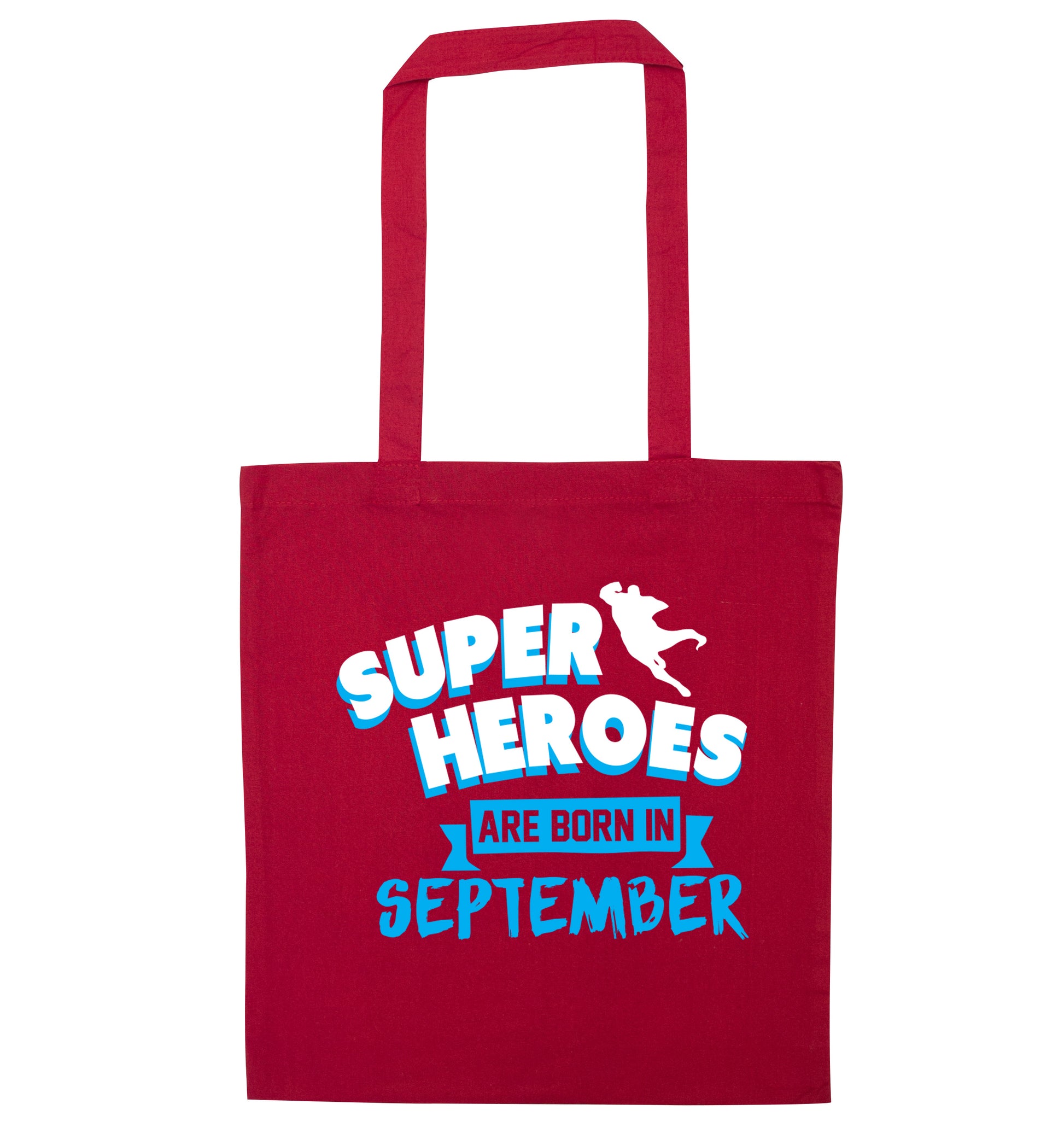 Superheroes are born in September red tote bag