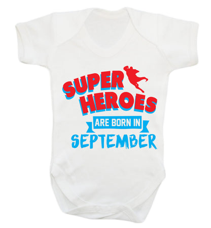 Superheroes are born in September Baby Vest white 18-24 months