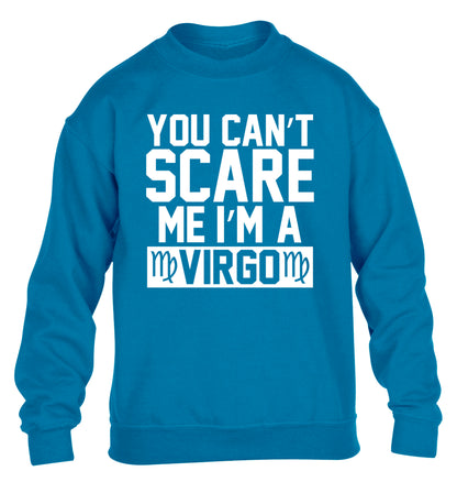 You can't scare me I'm a virgo children's blue sweater 12-13 Years