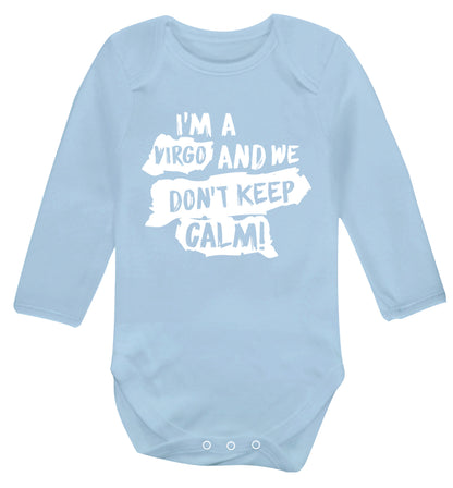 I'm a virgo and we don't keep calm Baby Vest long sleeved pale blue 6-12 months