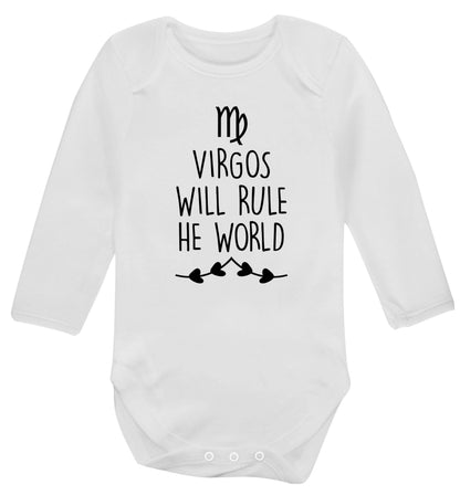 Virgos will rule the world Baby Vest long sleeved white 6-12 months