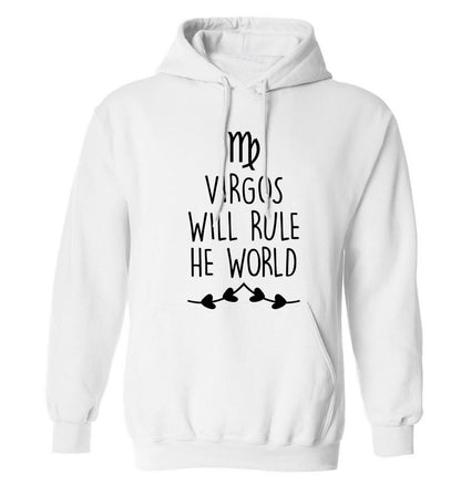 Virgos will rule the world adults unisex white hoodie 2XL
