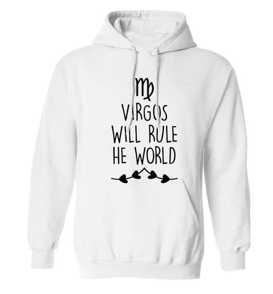 Virgos will rule the world adults unisex white hoodie 2XL