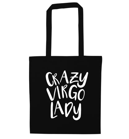 Crazy virgo lady black tote bag