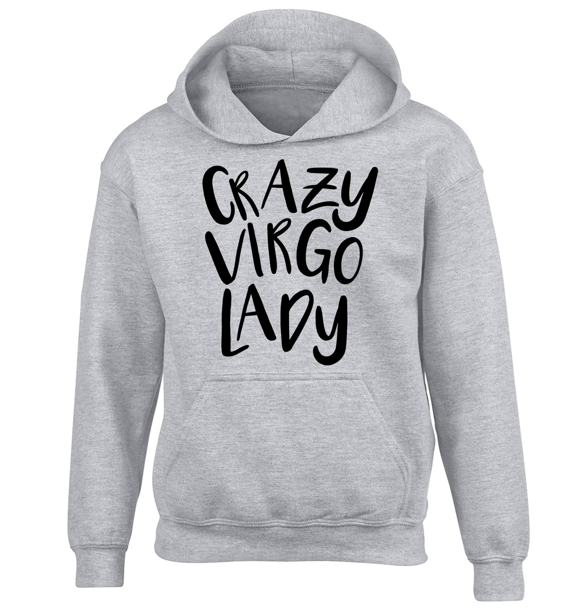 Crazy virgo lady children's grey hoodie 12-13 Years