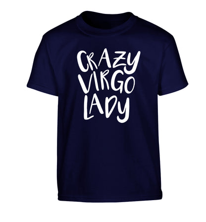 Crazy virgo lady Children's navy Tshirt 12-13 Years