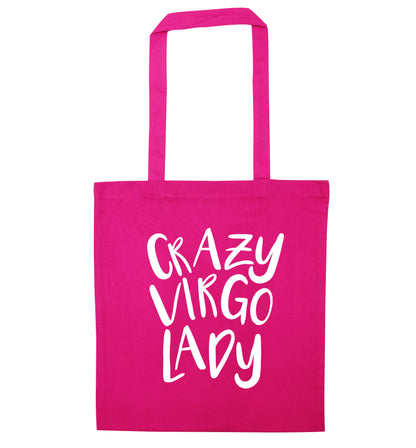 Crazy virgo lady pink tote bag