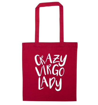 Crazy virgo lady red tote bag