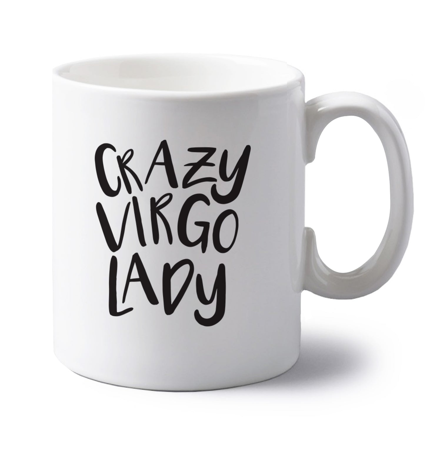 Crazy virgo lady left handed white ceramic mug 