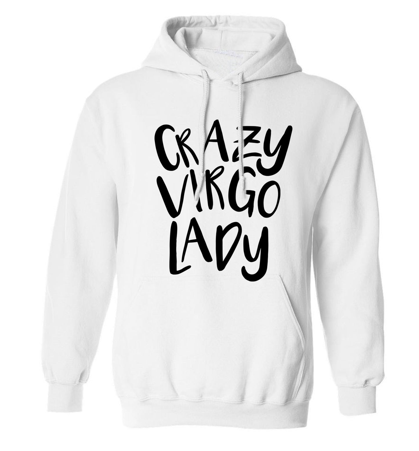 Crazy virgo lady adults unisex white hoodie 2XL