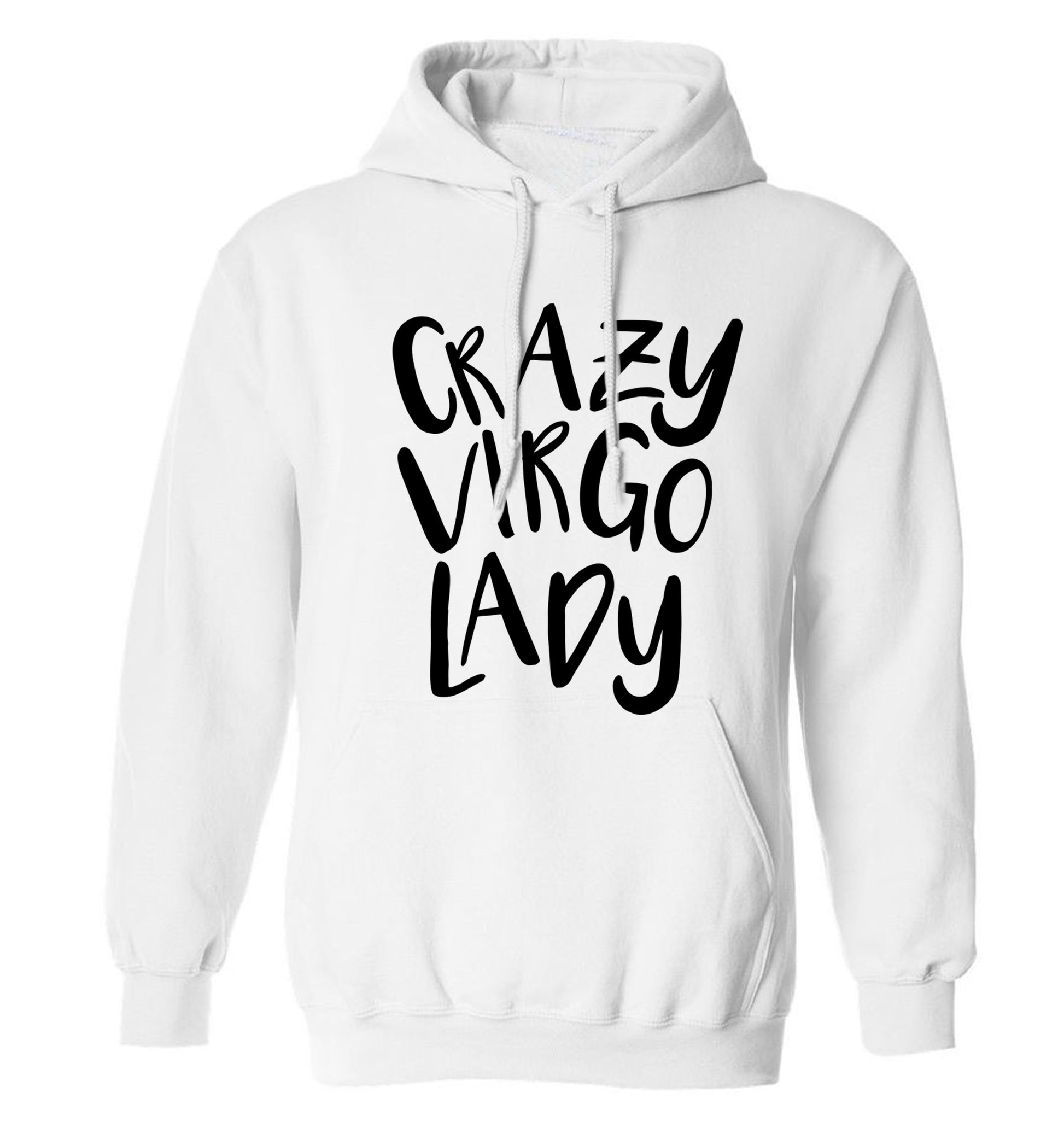 Crazy virgo lady adults unisex white hoodie 2XL