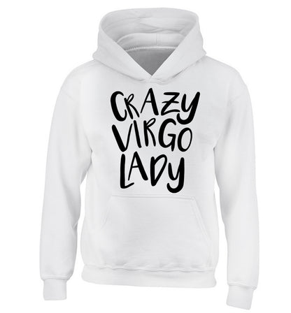 Crazy virgo lady children's white hoodie 12-13 Years