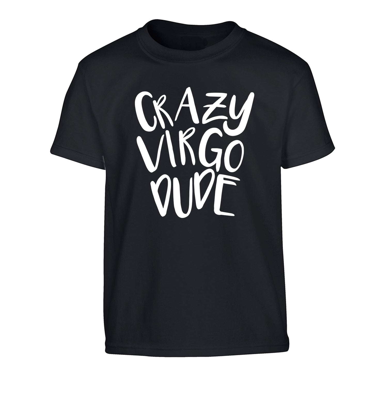 Crazy virgo dude Children's black Tshirt 12-13 Years