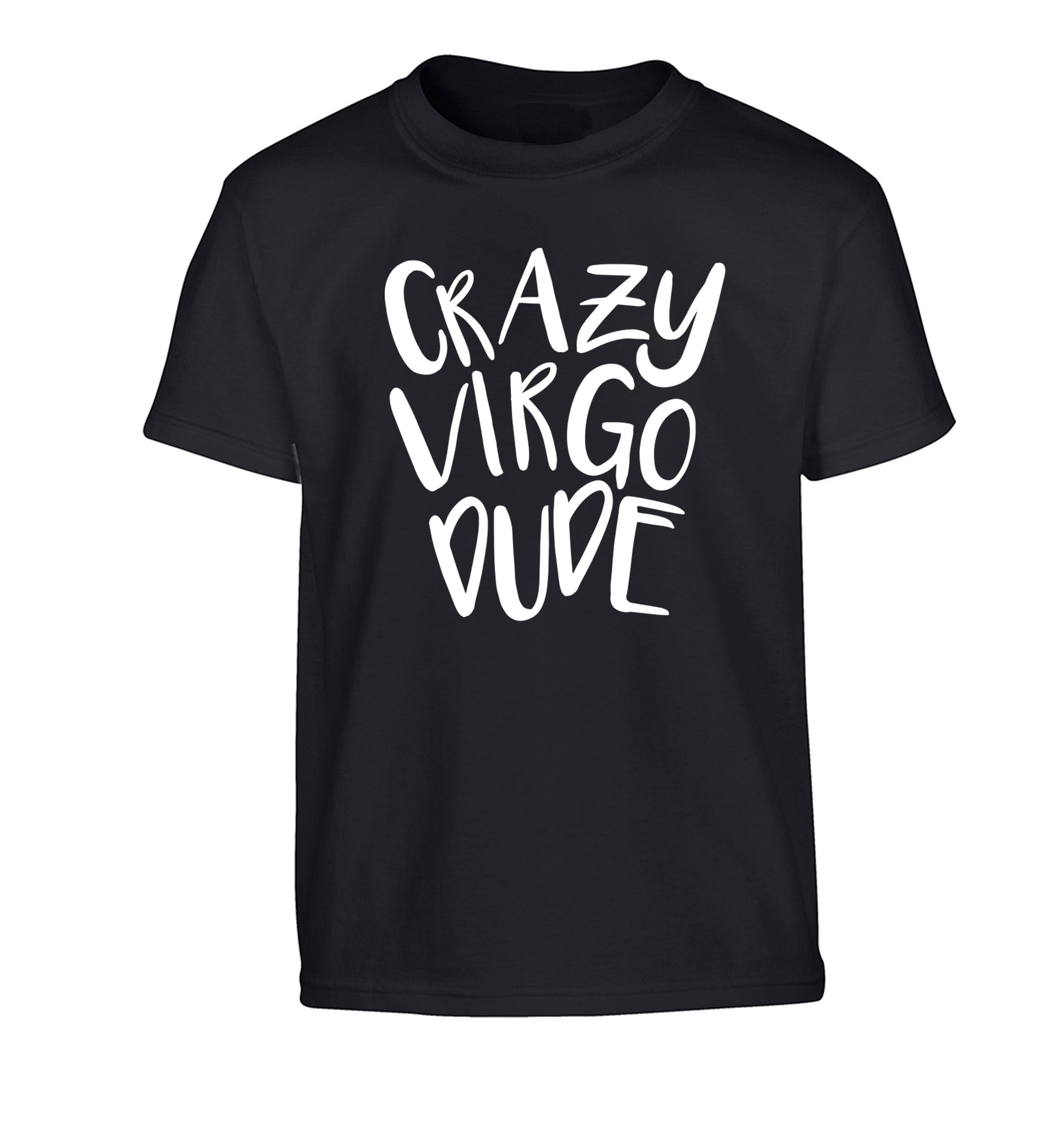 Crazy virgo dude Children's black Tshirt 12-13 Years