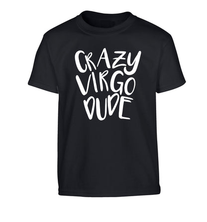 Crazy virgo dude Children's black Tshirt 12-13 Years