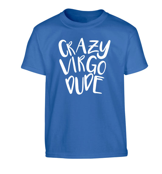 Crazy virgo dude Children's blue Tshirt 12-13 Years