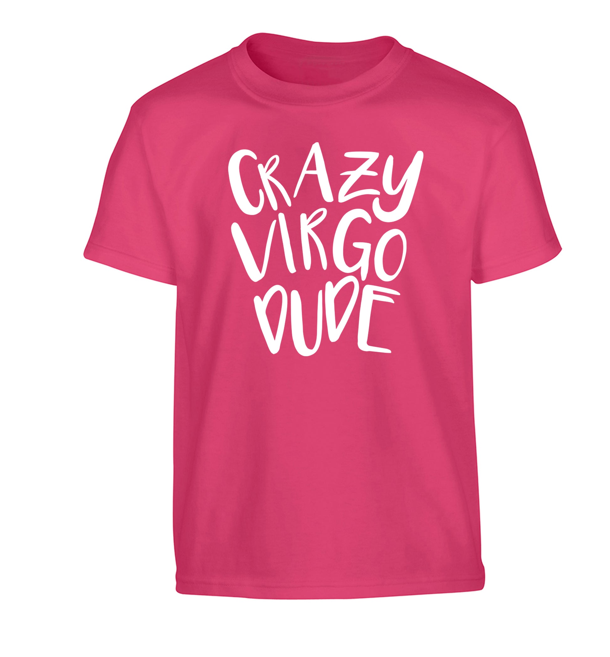Crazy virgo dude Children's pink Tshirt 12-13 Years