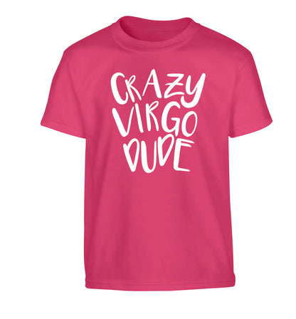 Crazy virgo dude Children's pink Tshirt 12-13 Years