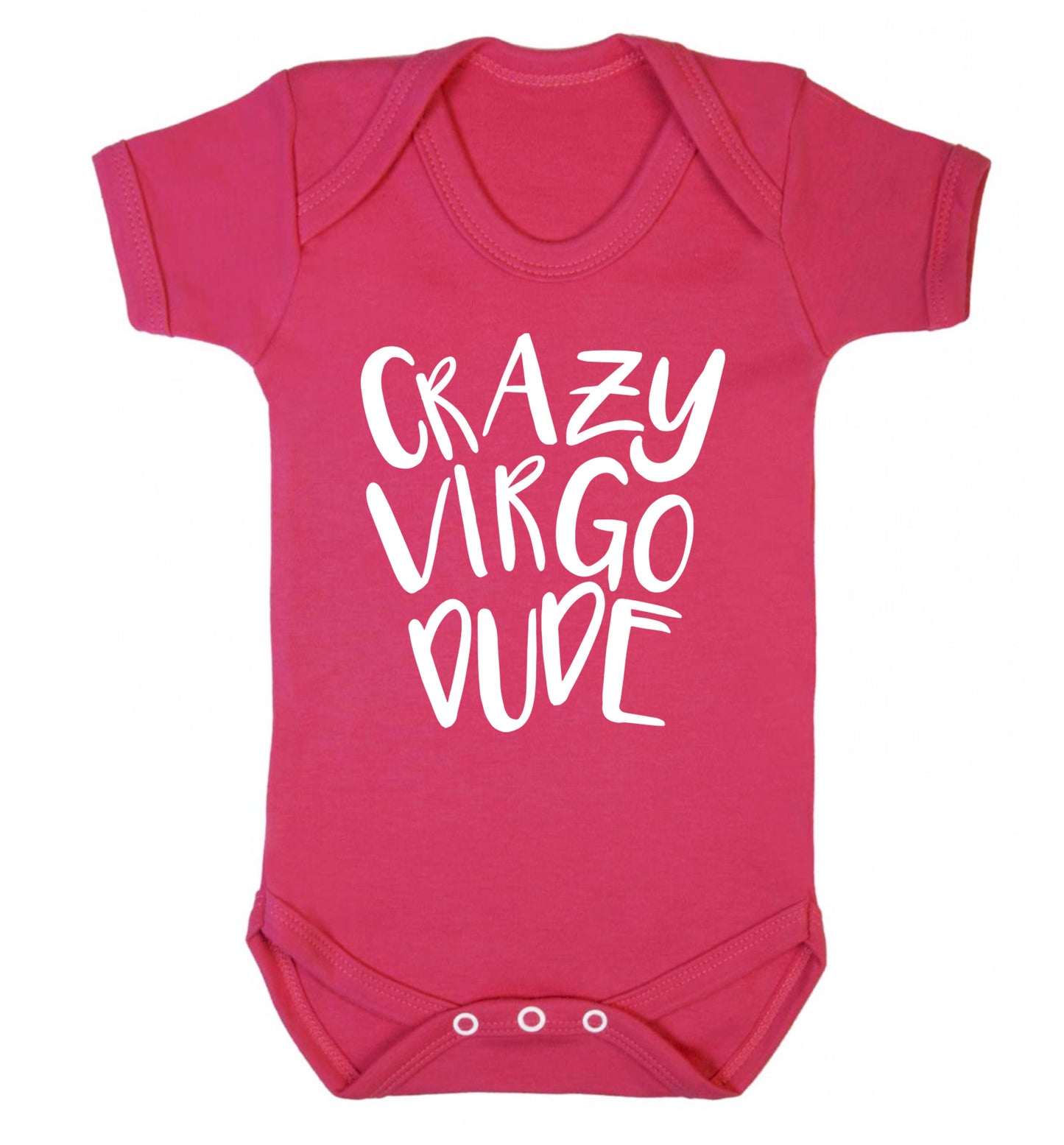 Crazy virgo dude Baby Vest dark pink 18-24 months