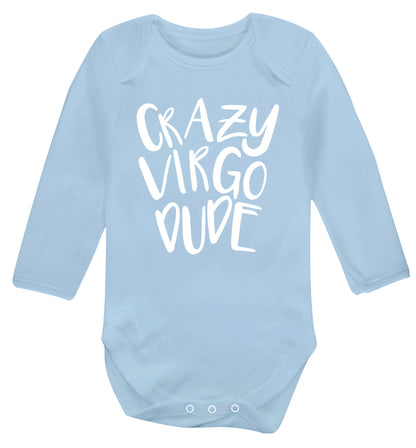Crazy virgo dude Baby Vest long sleeved pale blue 6-12 months