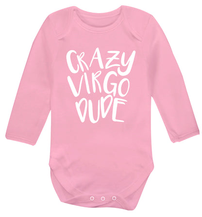 Crazy virgo dude Baby Vest long sleeved pale pink 6-12 months