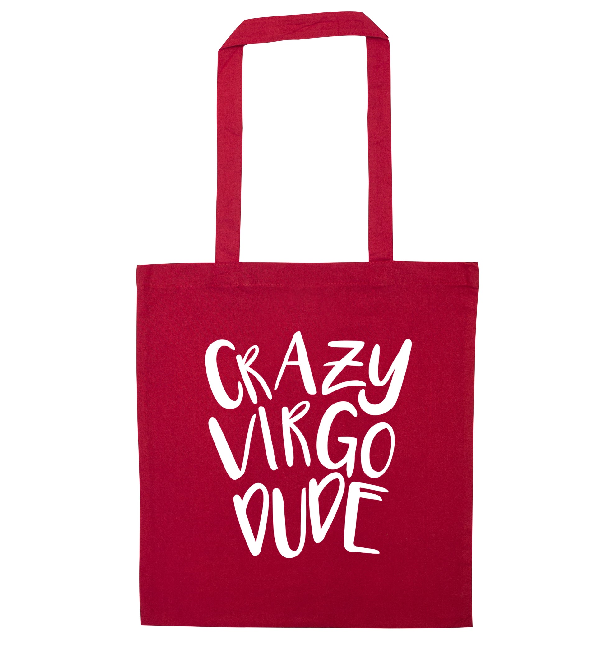 Crazy virgo dude red tote bag