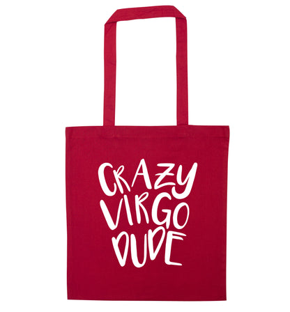 Crazy virgo dude red tote bag