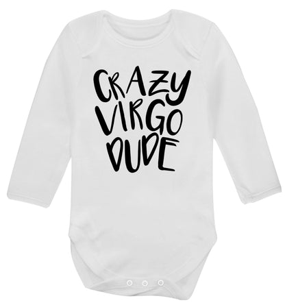 Crazy virgo dude Baby Vest long sleeved white 6-12 months