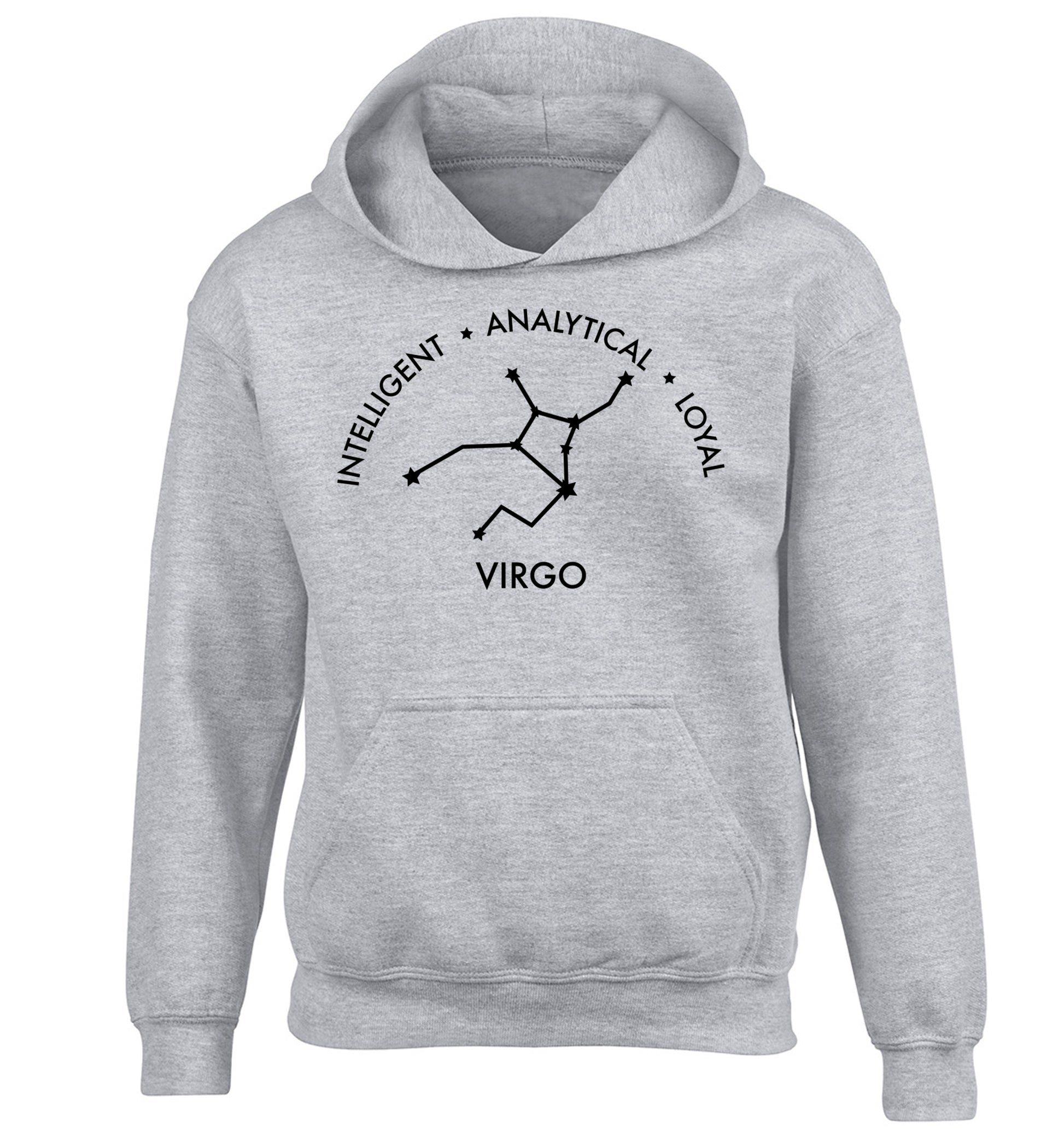 Virgo: Intelligent, Analytical, Loyal children's grey hoodie 12-13 Years