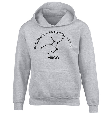 Virgo: Intelligent, Analytical, Loyal children's grey hoodie 12-13 Years