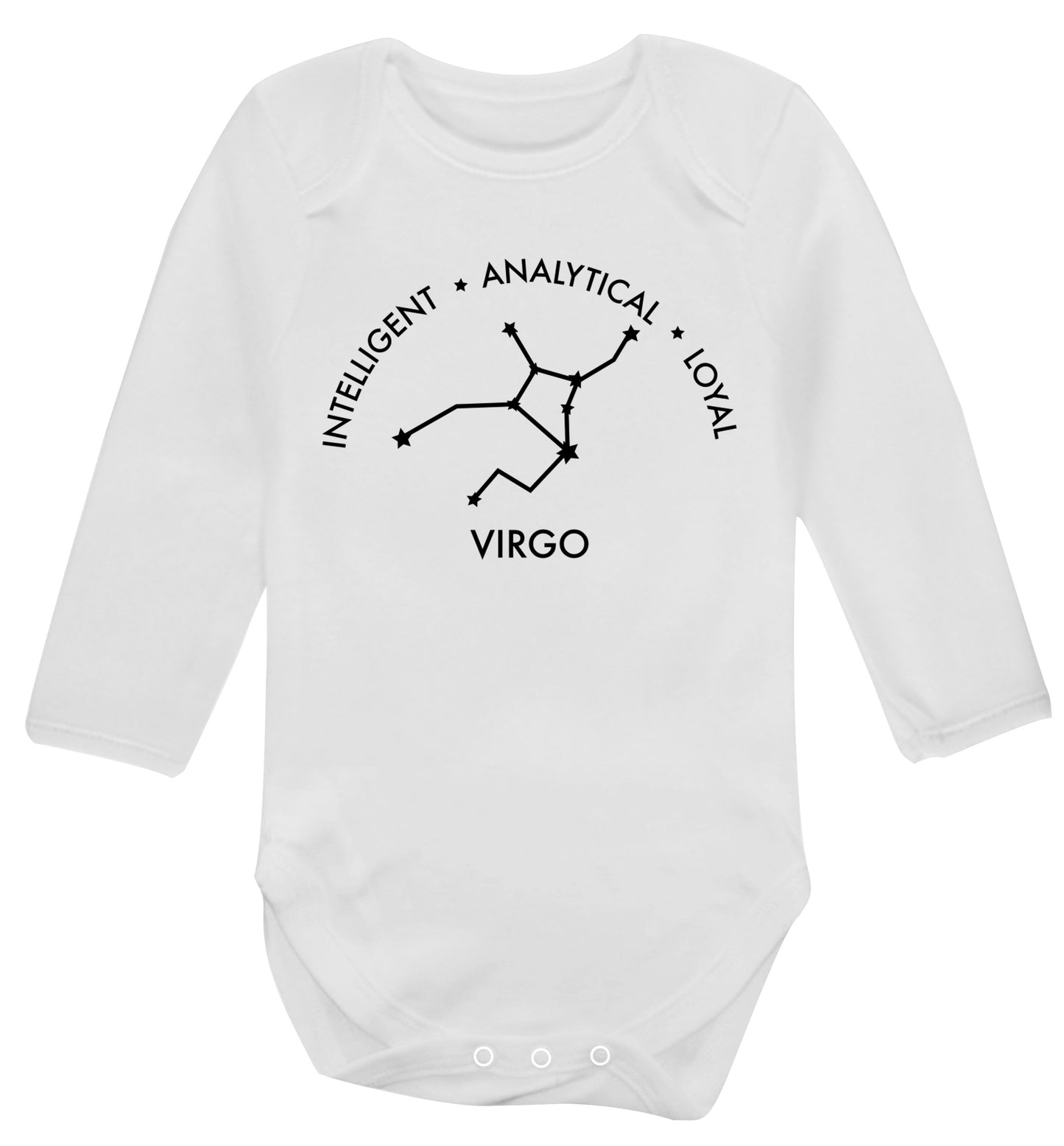 Virgo: Intelligent, Analytical, Loyal Baby Vest long sleeved white 6-12 months