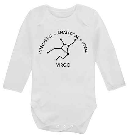 Virgo: Intelligent, Analytical, Loyal Baby Vest long sleeved white 6-12 months