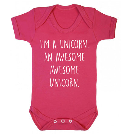 I am a unicorn an awesome awesome unicorn Baby Vest dark pink 18-24 months
