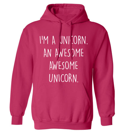 I am a unicorn an awesome awesome unicorn adults unisex pink hoodie 2XL