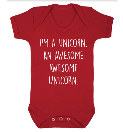 I am a unicorn an awesome awesome unicorn Baby Vest red 18-24 months