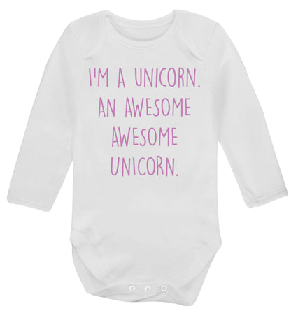 I am a unicorn an awesome awesome unicorn Baby Vest long sleeved white 6-12 months