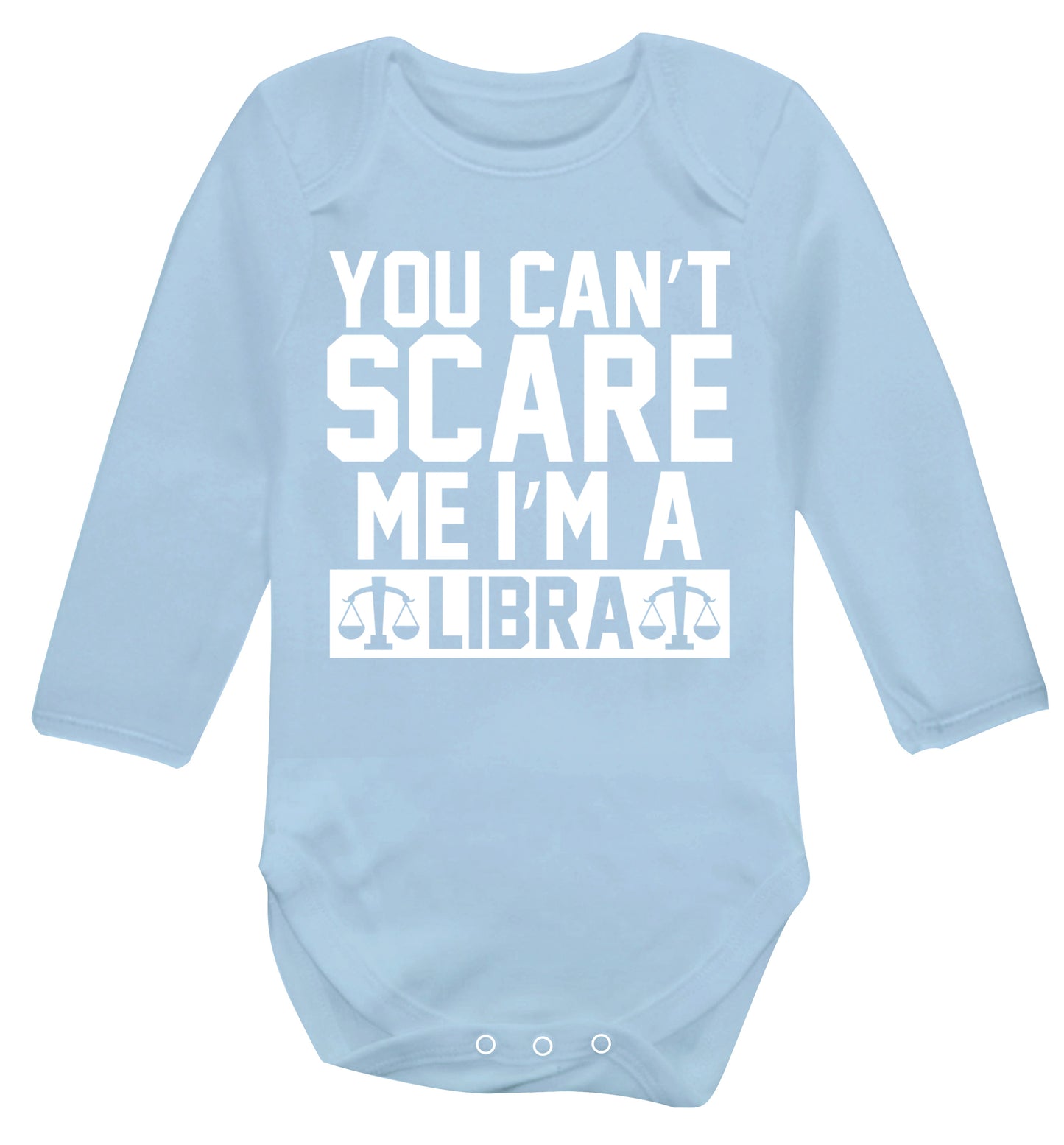 You can't scare me I'm a libra Baby Vest long sleeved pale blue 6-12 months