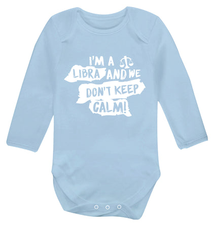I'm a libra and we don't keep calm Baby Vest long sleeved pale blue 6-12 months