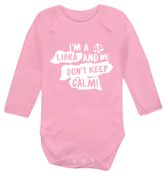 I'm a libra and we don't keep calm Baby Vest long sleeved pale pink 6-12 months